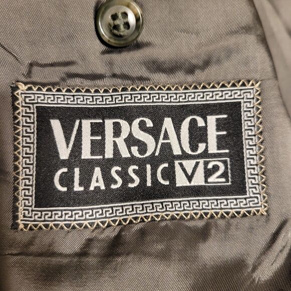 Versace Classic V2 Vintage Men's Two-piece Suit Wool Silk Olive Green Size 42R - Picture 9 of 16